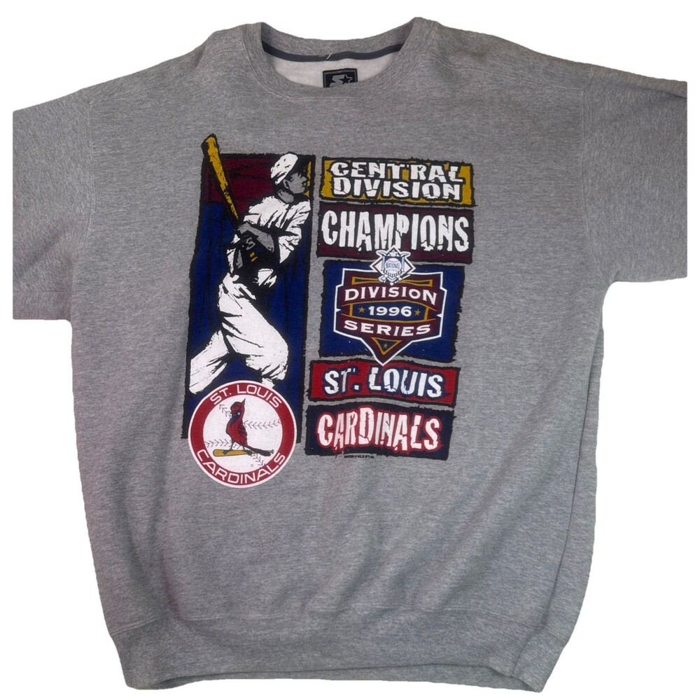 Vintage MLB Sweatshirt St Louis Cardinals Division Champs Size XL Starter c.1996